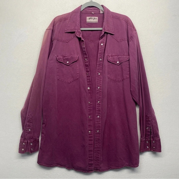 White Horse Pearl Snap Button Down Shirt Purple Vintage Men's XL FLAW - Picture 1 of 9